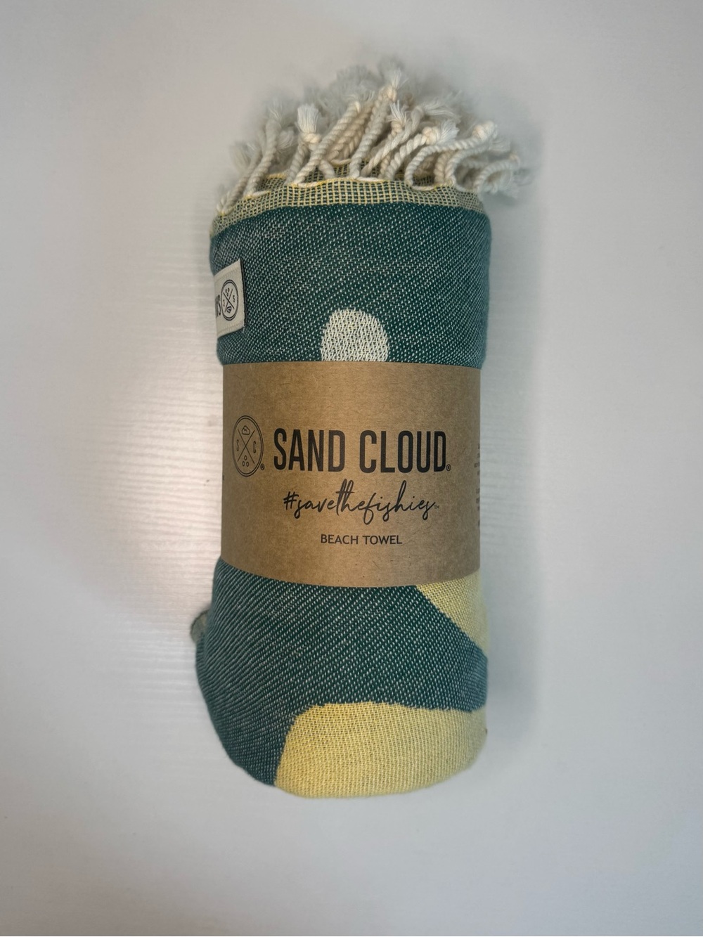 Sand Cloud Plumeria Turkish Beach Towel Green Yellow 37x67 Cotton NWT